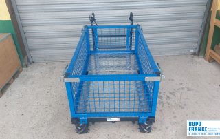 TEM – Chariot électrique pour espaces verts avec ridelles escamotables grillagées – BUPO France 01