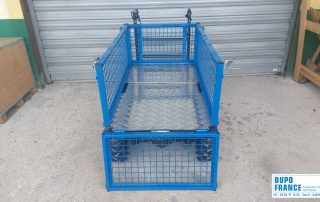 TEM – Chariot électrique pour espaces verts avec ridelles escamotables grillagées – BUPO France 05