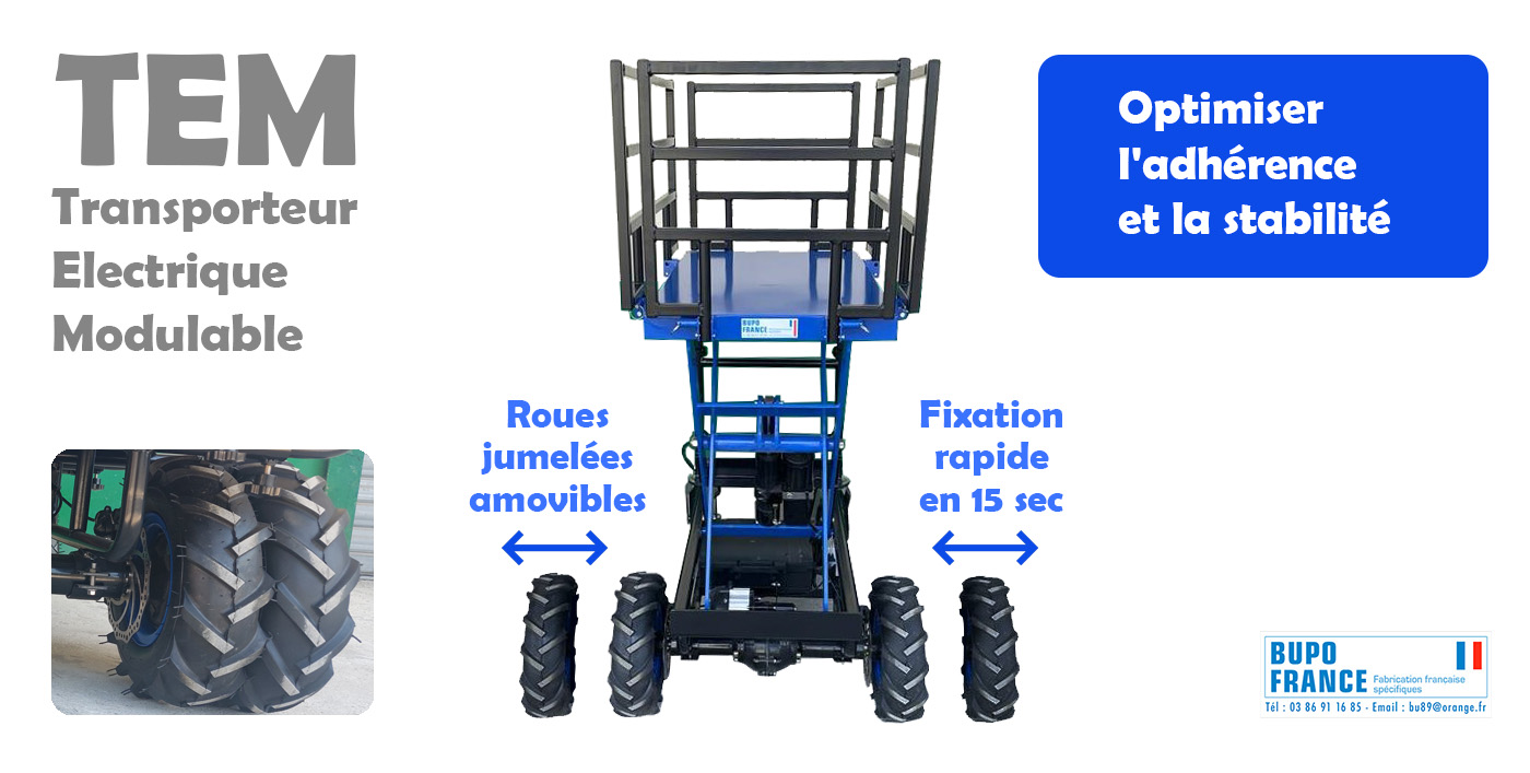 TEM-Transporteur-Electrique-Modulable-roues jumelées amovibles